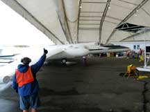 ER-2 arrival in hangar
