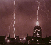 Lightning hits buildings