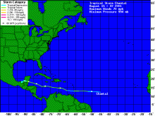 Picture of tropical storm Chantal's track
