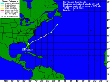 Picture of tropical storm Gabrielle's track
