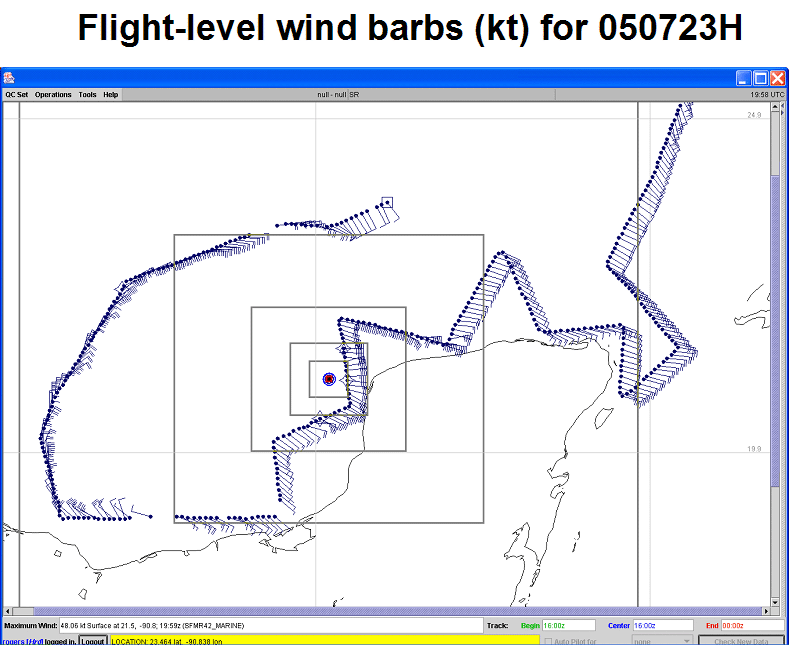 Flight-level wind barbs
